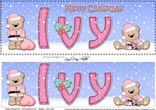 Large DL Merry Christmas IVY 3D decoupage