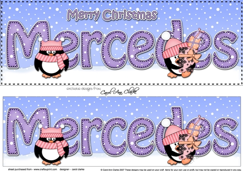 Large DL Merry Christmas MERCEDES 3D decoupage