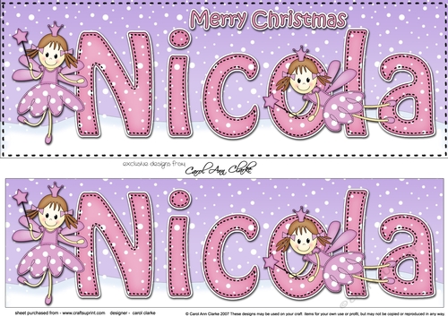 Large DL Merry Christmas NICOLA 3D decoupage