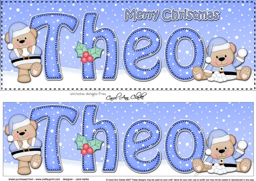 Large DL Merry Christmas THEO 3D decoupage