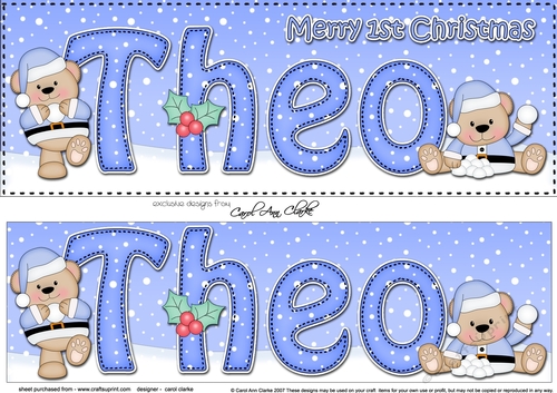 Large DL Merry 1st Christmas THEO 3D decoupage