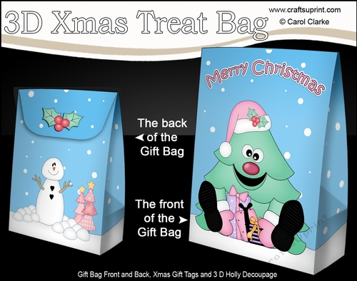 3D Christmas Gift Bag Mini Kit - Cute Xmas Tree has Presents