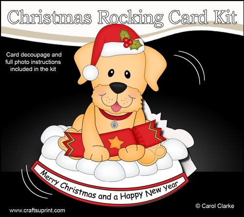 3D Shaped Rocking Christmas Card Mini Kit - Little Golden Labrador Dog