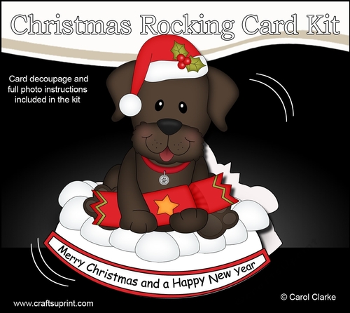 3D Shaped Rocking Christmas Card Mini Kit - Little Chocolate Labrador Dog