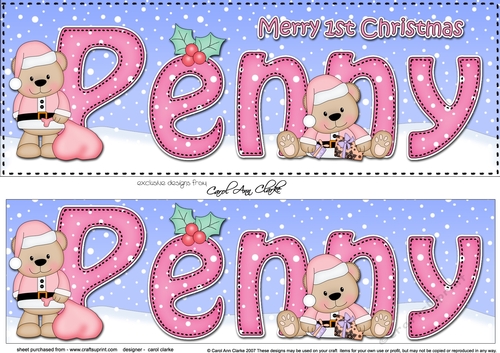 Large DL Merry 1st Christmas PENNY 3D decoupage 