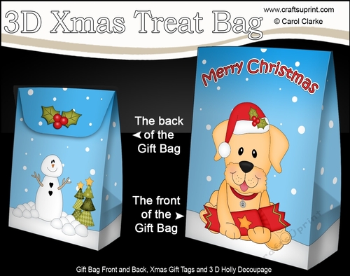 3D Christmas Gift Bag Mini Kit - Little Golden Labrador Dog