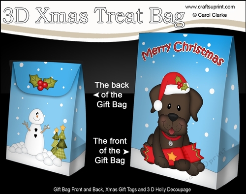 3D Christmas Gift Bag Mini Kit - Little Chocolate Labrador Dog