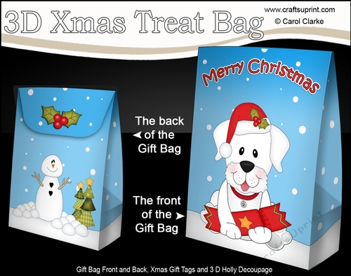 3D Christmas Gift Bag Mini Kit - Little White Labrador Dog