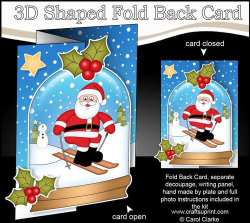 Christmas 3D Shaped No-Hole Fold Back Mini Kit - Santa is Skiing