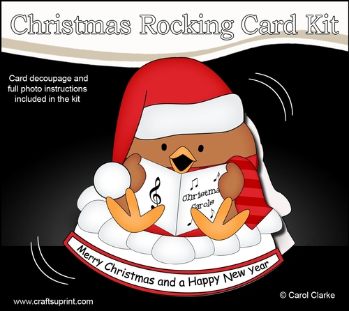 3D Shaped Rocking Christmas Card Mini Kit - Bobbin Robin is Carol Singing