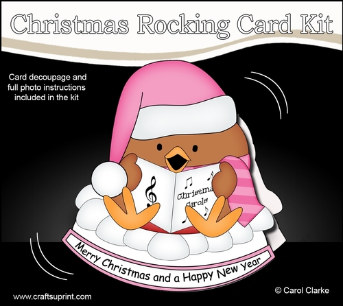 3D Shaped Rocking Christmas Card Mini Kit - Bobbin Robin is Carol Singing