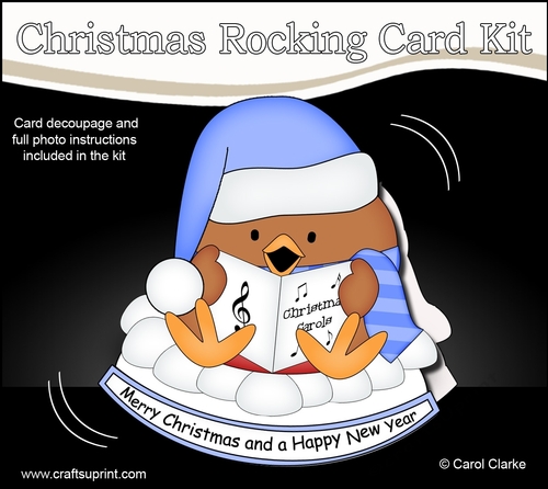 3D Shaped Rocking Christmas Card Mini Kit - Bobbin Robin is Carol Singing