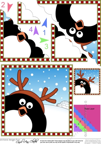 Christmas Scalloped Corner Stacker - Cute Fun Pip Penguin
