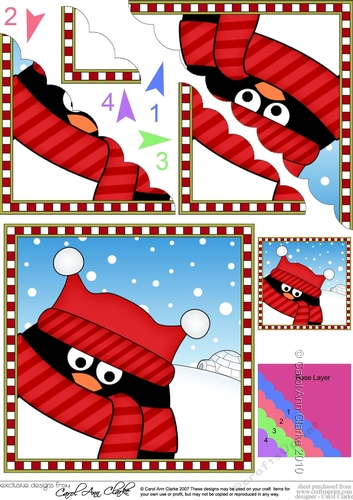 Christmas Scalloped Corner Stacker - Cute Fun Pip Penguin