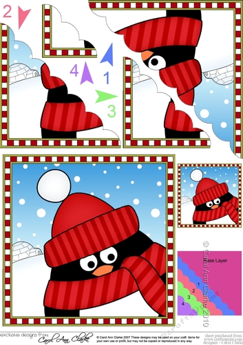 Christmas Scalloped Corner Stacker - Cute Fun Pip Penguin