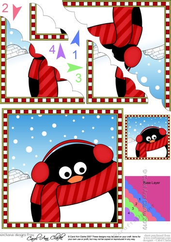 Christmas Scalloped Corner Stacker - Cute Fun Pip Penguin