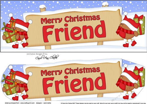 Large DL Merry Christmas FRIEND with Robins 3D decoupage