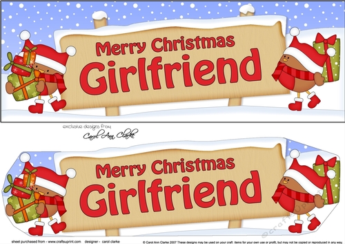 Large DL Merry Christmas GIRLFRIEND with Robins 3D decoupage