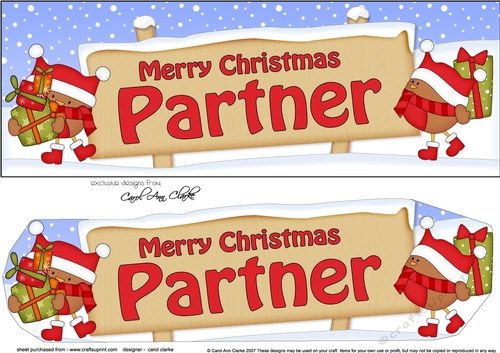 Large DL Merry Christmas PARTNER with Robins 3D decoupage