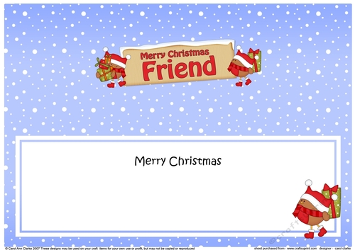Large DL Merry Christmas FRIEND with Robins insert
