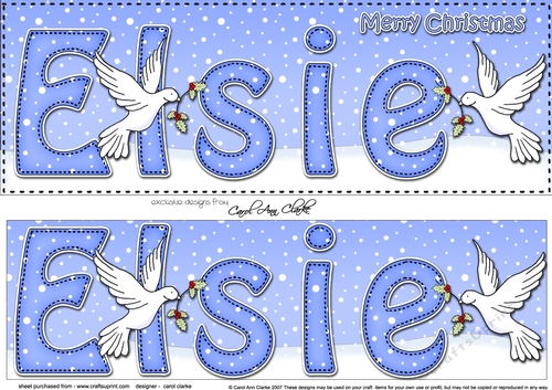 Large DL Merry Christmas ELSIE 3D decoupage 
