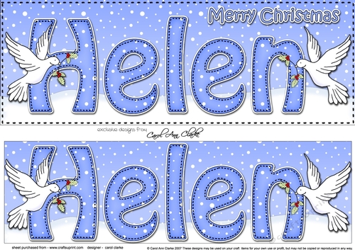 Large DL Merry Christmas HELEN 3D decoupage 