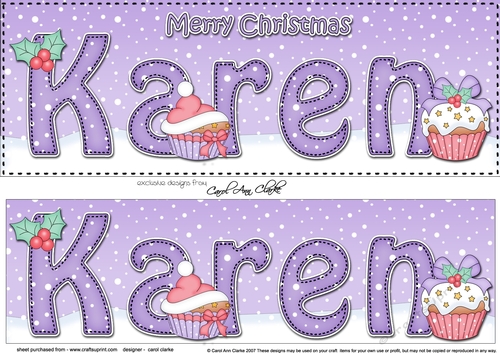 Large DL Merry Christmas KAREN 3D decoupage 