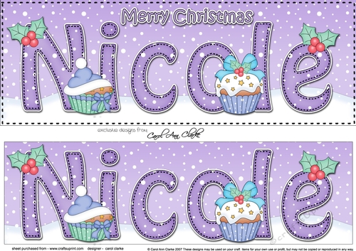 Large DL Merry Christmas NICOLE 3D decoupage 