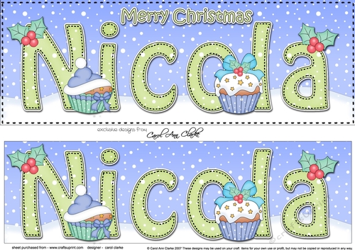 Large DL Merry Christmas NICOLA 3D decoupage 