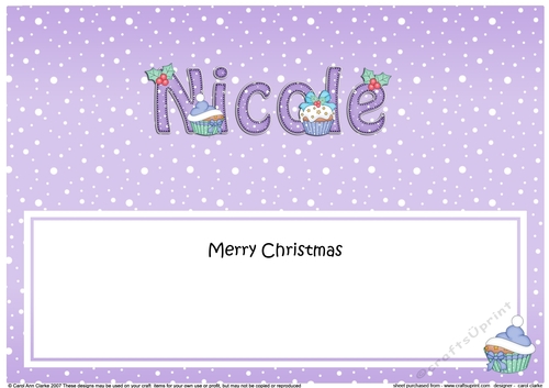 Large DL Merry Christmas NICOLE insert