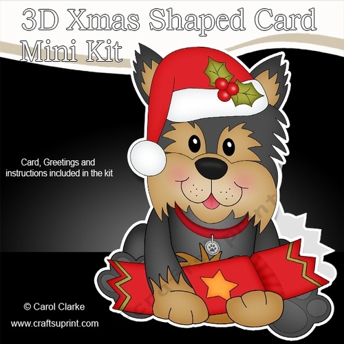 3D Shaped Christmas Card Kit - Little Yorkie Dog