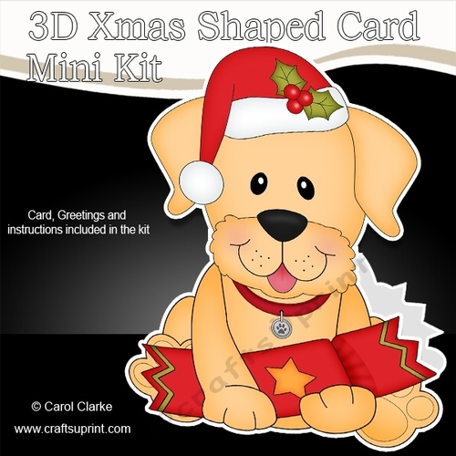 3D Shaped Christmas Card Kit - Little Golden Labrador Dog