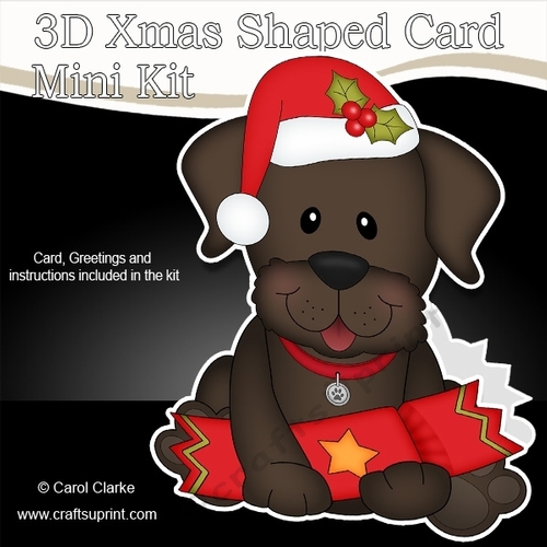 3D Shaped Christmas Card Kit - Little Chocolate Labrador Dog 