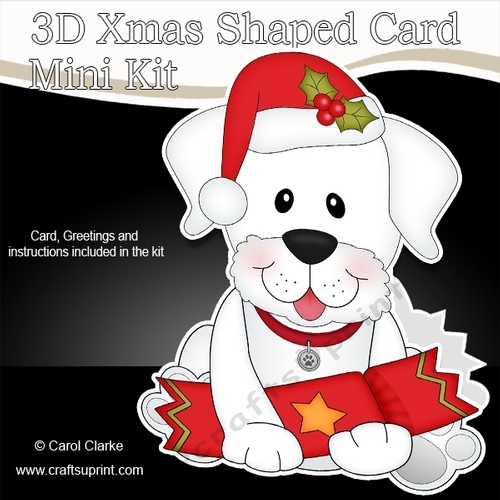 3D Shaped Christmas Card Kit - Little White Labrador Dog