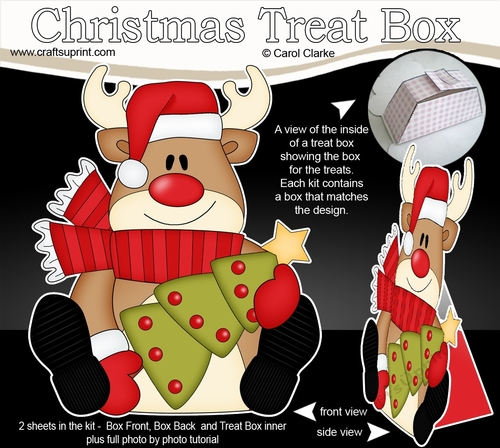 3D Christmas Treat Box Gift Set Mini Kit - Rudolph has an Xmas Tree