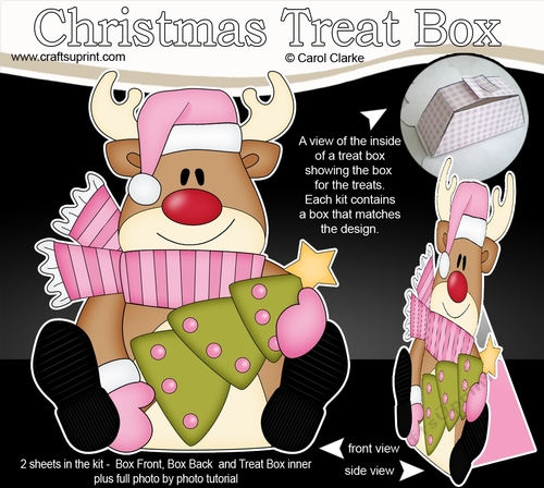 3D Christmas Treat Box Gift Set Mini Kit - Rudolph has an Xmas Tree