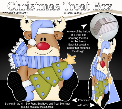 3D Christmas Treat Box Gift Set Mini Kit - Rudolph has an Xmas Tree