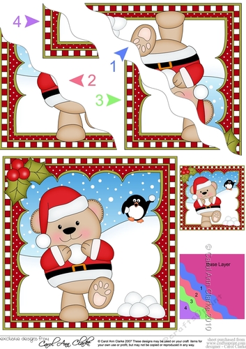 Christmas Wavey Corner Stacker - Livvy Bear is having a Snowball Fight