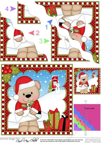 Christmas Wavey Corner Stacker - Livvy Bear has an Xmas Letter to post