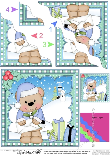 Christmas Wavey Corner Stacker - Livvy Bear has an Xmas Letter to post