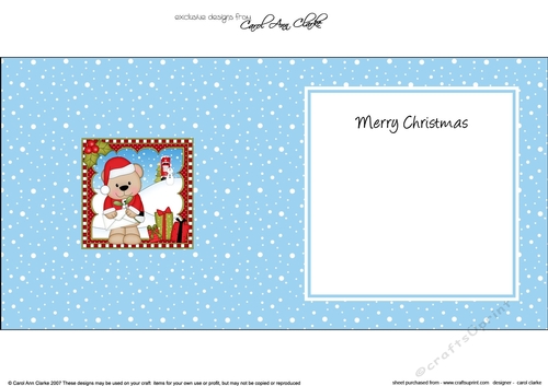 Christmas square landscape insert - Livvy Bear has an Xmas Letter to post