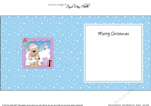 Christmas square landscape insert - Livvy Bear has an Xmas Letter to post