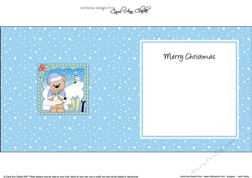 Christmas square landscape insert - Livvy Bear has an Xmas Letter to post