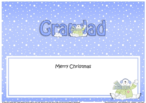 Large DL Merry Christmas GRANDAD insert with Snowman Rio