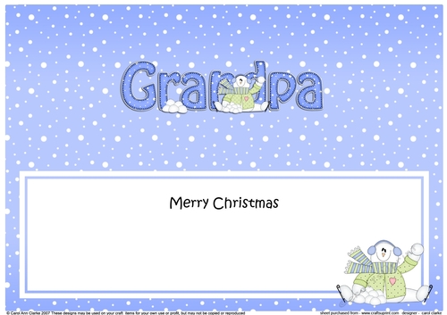 Large DL Merry Christmas GRANDPA insert with Snowman Rio