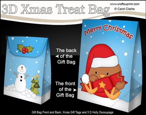 3D Christmas Gift Bag Mini Kit - Bobbin Robin has an Xmas Cracker