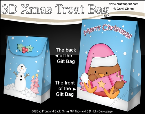 3D Christmas Gift Bag Mini Kit - Bobbin Robin has an Xmas Cracker