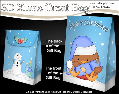 3D Christmas Gift Bag Mini Kit - Bobbin Robin has an Xmas Cracker