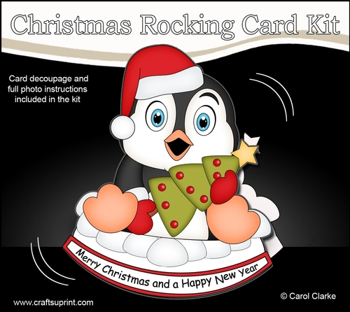 3D Shaped Rocking Christmas Card Mini Kit - Pip Penguin has an Xmas Tree