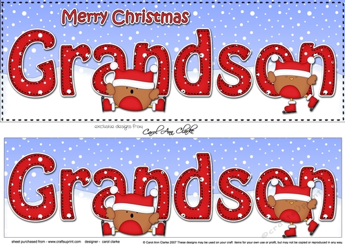 Large DL Merry Christmas GRANDSON 3D decoupage with Bobbin Robin